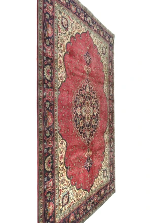 Vintage Red Floral Traditional 6'5X9'4 Tabriz Persian Rug