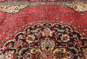 Vintage Red Floral Traditional 6'5X9'4 Tabriz Persian Rug