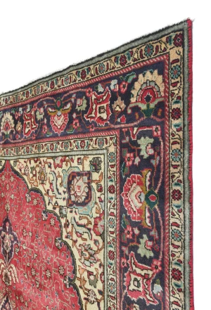 Vintage Red Floral Traditional 6'5X9'4 Tabriz Persian Rug