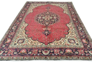 Vintage Red Floral Traditional 6'5X9'4 Tabriz Persian Rug