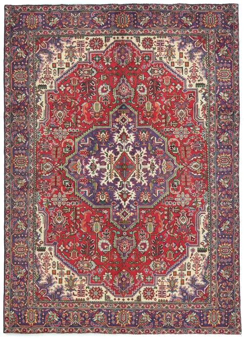 Vintage Red Floral Traditional 6'4X9'7 Tabriz Persian Rug