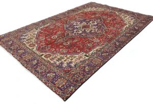 Vintage Red Floral Traditional 6'4X9'7 Tabriz Persian Rug