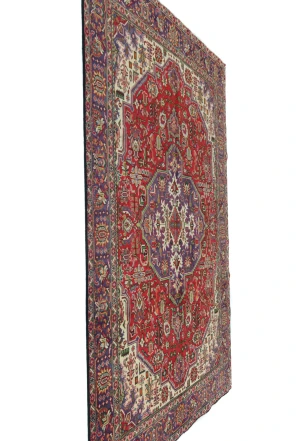 Vintage Red Floral Traditional 6'4X9'7 Tabriz Persian Rug