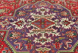 Vintage Red Floral Traditional 6'4X9'7 Tabriz Persian Rug