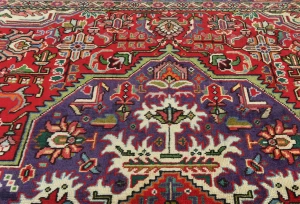 Vintage Red Floral Traditional 6'4X9'7 Tabriz Persian Rug