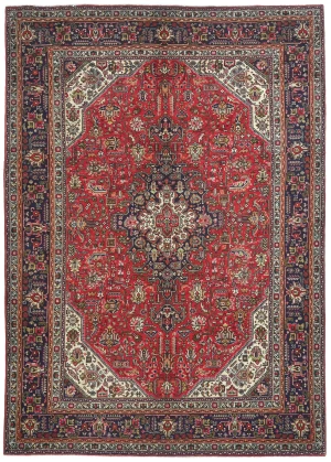 Vintage Red Floral Traditional 7X10 Tabriz Persian Rug