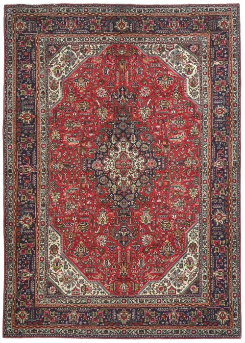 Vintage Red Floral Traditional 7X10 Tabriz Persian Rug