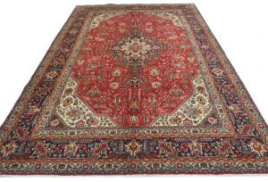 Vintage Red Floral Traditional 7X10 Tabriz Persian Rug