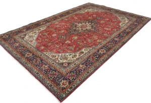 Vintage Red Floral Traditional 7X10 Tabriz Persian Rug