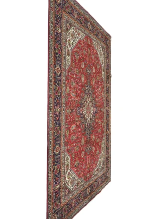 Vintage Red Floral Traditional 7X10 Tabriz Persian Rug