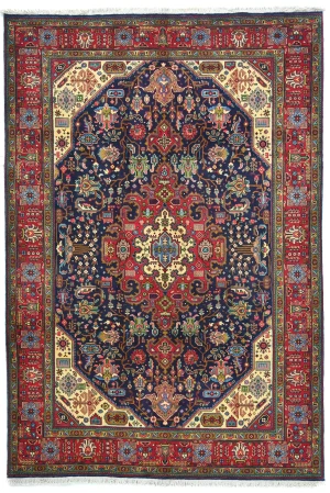 Vintage Purple-navy Floral Traditional 6'5X9'6 Tabriz Persian Rug