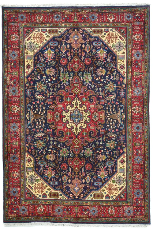 Vintage Purple-navy Floral Traditional 6'5X9'6 Tabriz Persian Rug