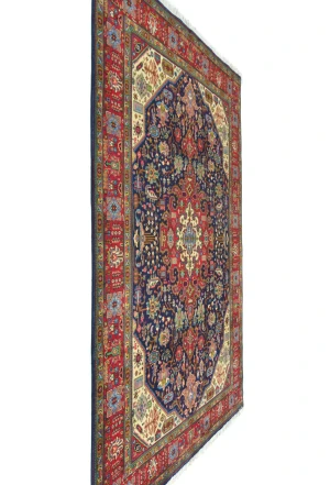 Vintage Purple-navy Floral Traditional 6'5X9'6 Tabriz Persian Rug