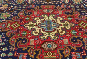 Vintage Purple-navy Floral Traditional 6'5X9'6 Tabriz Persian Rug