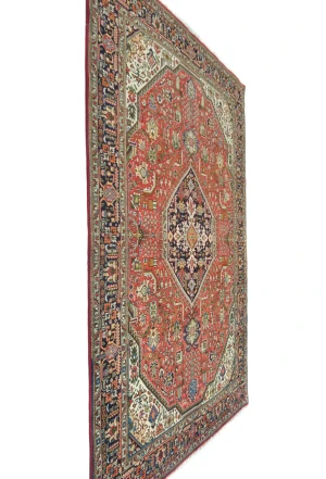 Vintage Coral Red Floral Traditional 7X10 Tabriz Persian Rug