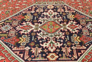 Vintage Coral Red Floral Traditional 7X10 Tabriz Persian Rug