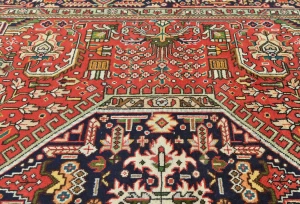 Vintage Coral Red Floral Traditional 7X10 Tabriz Persian Rug