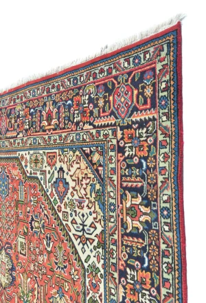 Vintage Coral Red Floral Traditional 7X10 Tabriz Persian Rug