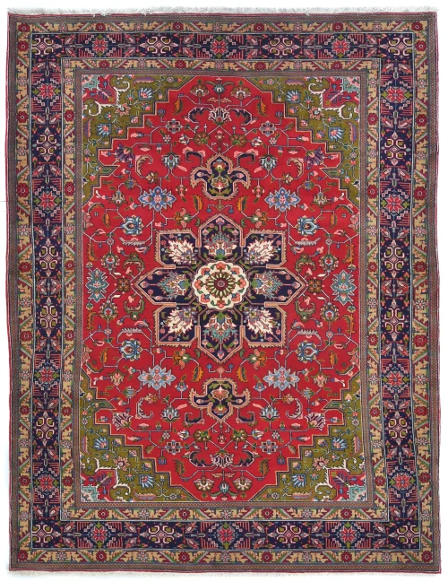 Vintage Red Floral Traditional 7X10 Tabriz Persian Rug