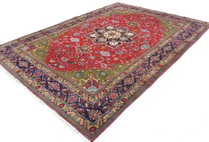 Vintage Red Floral Traditional 7X10 Tabriz Persian Rug