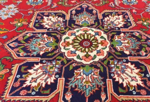 Vintage Red Floral Traditional 7X10 Tabriz Persian Rug