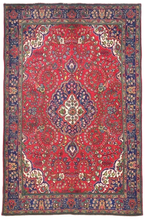 Vintage Red Floral Traditional 7X10 Tabriz Persian Rug