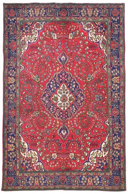 Vintage Red Floral Traditional 7X10 Tabriz Persian Rug