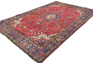 Vintage Red Floral Traditional 7X10 Tabriz Persian Rug