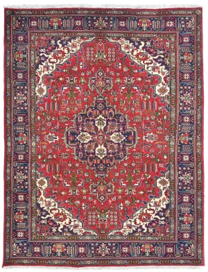 Vintage Red Floral Traditional 6X9 Tabriz Persian Rug