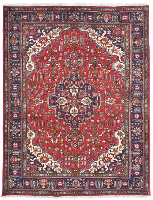 Vintage Red Floral Traditional 6X9 Tabriz Persian Rug