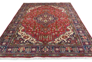 Vintage Red Floral Traditional 6X9 Tabriz Persian Rug