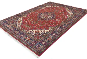 Vintage Red Floral Traditional 6X9 Tabriz Persian Rug