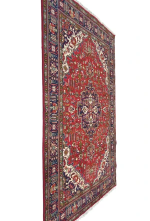 Vintage Red Floral Traditional 6X9 Tabriz Persian Rug