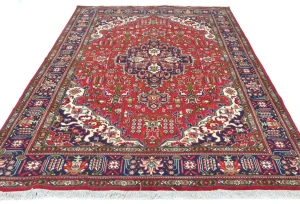 Vintage Red Floral Traditional 6X9 Tabriz Persian Rug