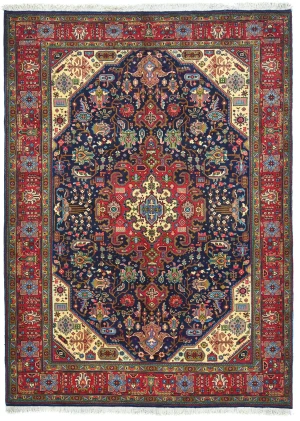 Vintage Purple-navy Floral Traditional 6'7X9'6 Tabriz Persian Rug