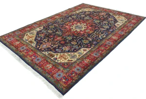 Vintage Purple-navy Floral Traditional 6'7X9'6 Tabriz Persian Rug