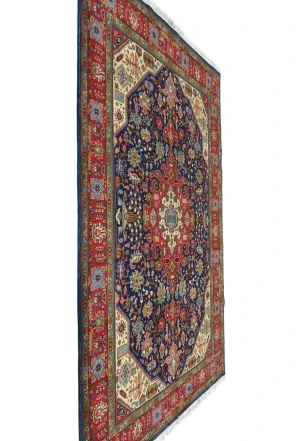 Vintage Purple-navy Floral Traditional 6'7X9'6 Tabriz Persian Rug