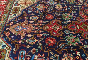 Vintage Purple-navy Floral Traditional 6'7X9'6 Tabriz Persian Rug