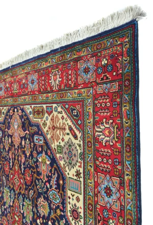 Vintage Purple-navy Floral Traditional 6'7X9'6 Tabriz Persian Rug