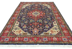 Vintage Purple-navy Floral Traditional 6'7X9'6 Tabriz Persian Rug