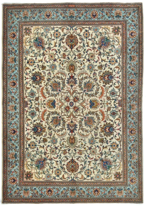 Vintage Cream Classic 9x12 Tabriz Persian Rug