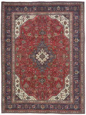Vintage Red Floral Traditional 8X11 Tabriz Persian Rug