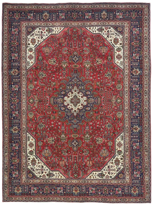 Vintage Red Floral Traditional 8X11 Tabriz Persian Rug