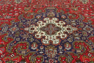 Vintage Red Floral Traditional 8X11 Tabriz Persian Rug