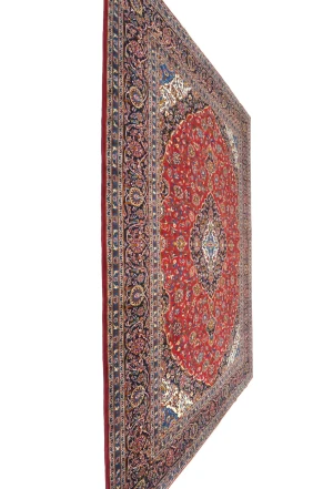Vintage Red Floral Traditional 10x14 Kashan Persian Rug