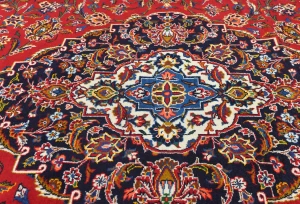 Vintage Red Floral Traditional 10x14 Kashan Persian Rug