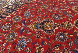Vintage Red Floral Traditional 10x14 Kashan Persian Rug