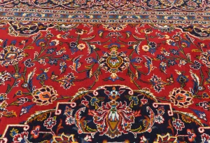 Vintage Red Floral Traditional 10x14 Kashan Persian Rug