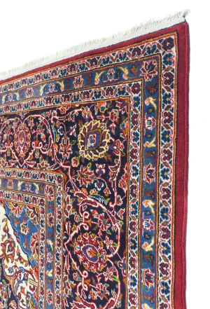 Vintage Red Floral Traditional 10x14 Kashan Persian Rug
