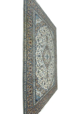 Vintage Cream Floral Traditional 10X13 Kashan Persian Rug